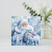 Blue Winter Christmas Grußkarte (Stehend Vorderseite)