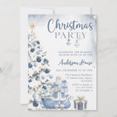 Blue Winter Christmas Party Invitation Einladung (Vorderseite)