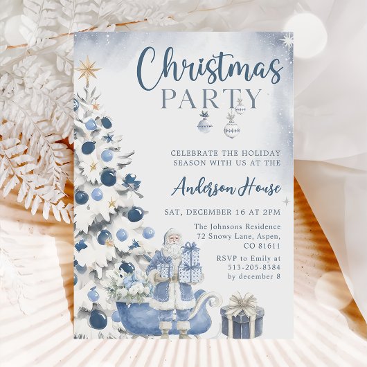 Blue Winter Christmas Party Invitation Einladung