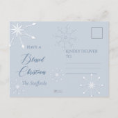 Blue Winter Christmas Postcard Postkarte (Rückseite)