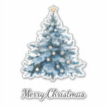 Blue Winter Christmas Tree Gold Star Aufkleber<br><div class="desc">Blue Winter Christmas mit Gold Star</div>