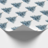 Blue Winter Christmas Tree Gold Star Geschenkpapier (Ecke)