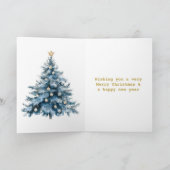 Blue Winter Christmas Tree Gold Star Karte (Innenseite)