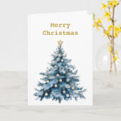 Blue Winter Christmas Tree Gold Star Karte (Gelbe Blume)