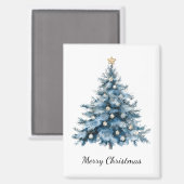 Blue Winter Christmas Tree Gold Star Magnet (Vorderseite/Rückseite)