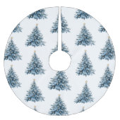 Blue Winter Christmas Tree Gold Star Polyester Weihnachtsbaumdecke (Vorderseite)