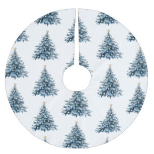 Blue Winter Christmas Tree Gold Star Polyester Weihnachtsbaumdecke