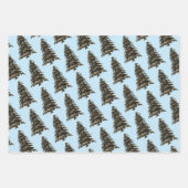 Blue Winter Christmas Tree Pine Branch Cones Geschenkpapier Set (Vorderseite 3)