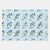 Blue Winter Christmas Tree Pine Branch Cones Geschenkpapier Set (Vorderseite 2)