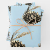 Blue Winter Christmas Tree Pine Branch Cones Geschenkpapier Set (Beispiel)