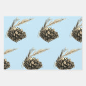 Blue Winter Christmas Tree Pine Branch Cones Geschenkpapier Set (Vorderseite)