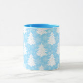 Blue Winter Christmas Tree Snowflake Muster Tasse (Zentrum)
