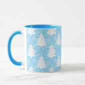 Blue Winter Christmas Tree Snowflake Muster Tasse (Links)