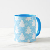 Blue Winter Christmas Tree Snowflake Muster Tasse (VorderseiteRechts)