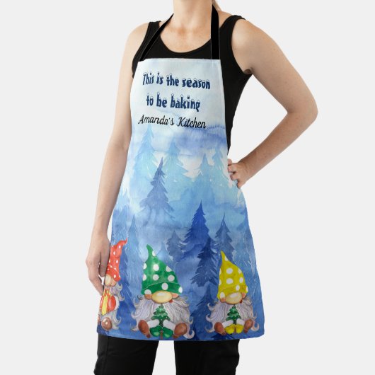 Blue Winter Christmas Trees Gnomes Schürze (InSitu)