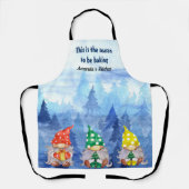 Blue Winter Christmas Trees Gnomes Schürze (Vorderseite)