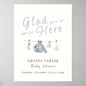 Blue Winter Clothesline Baby Dusche Begrüßungszeic Poster (Vorne)