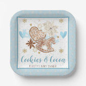 Blue Winter Cookies & Cocoa Baby Shower Pappteller (Vorderseite)