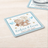 Blue Winter Cookies & Cocoa Baby Shower Rechteckiger Pappuntersetzer (angewinkelt)