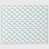 Blue Winter Coquette Coastal Bow Garland Geschenkpapier (Flach)