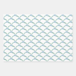 Blue Winter Coquette Coastal Bow Garland Geschenkpapier Set