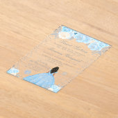 Blue Winter Dark Skin Princess 16 . Geburtstag Acryleinladungen (Ablage )