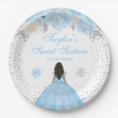 Blue Winter Dark Skin Princess 16 . Geburtstag Pappteller (Vorderseite)