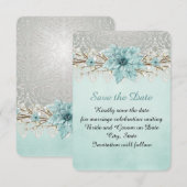 Blue Winter Day Damask Save the Date (Vorne/Hinten)