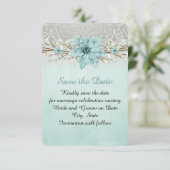 Blue Winter Day Damask Save the Date (Stehend Vorderseite)