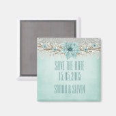 Blue Winter Day Damask Save the Date Magnet (Vorderseite/Rückseite)