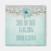 Blue Winter Day Damask Save the Date Magnet (Vorne)