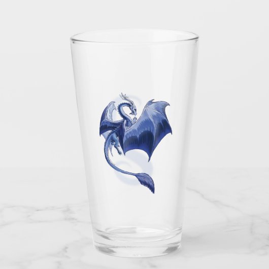 Blue Winter Dragon Fantasy Nature Art Glas (Vorderseite)
