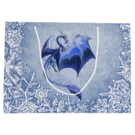 Blue Winter Dragon Fantasy Nature Art Große Geschenktüte