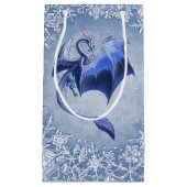 Blue Winter Dragon Fantasy Nature Art Kleine Geschenktüte (Vorderseite)
