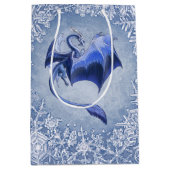 Blue Winter Dragon Fantasy Nature Art Mittlere Geschenktüte (Vorderseite)