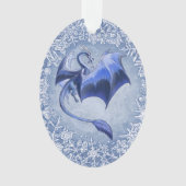Blue Winter Dragon Fantasy Nature Art Ornament (Vorderseite)