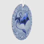 Blue Winter Dragon Fantasy Nature Art Ornament (Vorderseite)