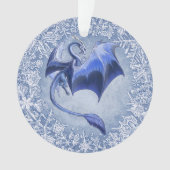 Blue Winter Dragon Fantasy Nature Art Ornament (Vorderseite)