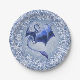 Blue Winter Dragon Fantasy Nature Art Pappteller