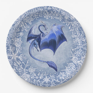 Blue Winter Dragon Fantasy Nature Art Pappteller
