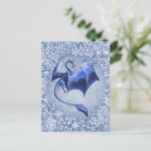 Blue Winter Dragon Fantasy Nature Art Postkarte (Stehend Vorderseite)