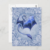 Blue Winter Dragon Fantasy Nature Art Postkarte (Vorne/Hinten)