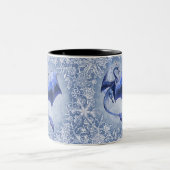 Blue Winter Dragon Fantasy Nature Art Zweifarbige Tasse (Mittel)