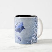 Blue Winter Dragon Fantasy Nature Art Zweifarbige Tasse (VorderseiteRechts)