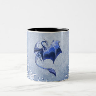 Blue Winter Dragon Fantasy Nature Art Zweifarbige Tasse