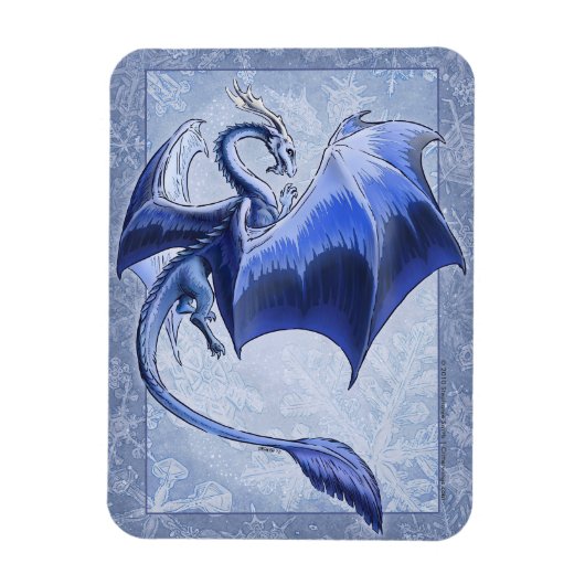 Blue Winter Dragon Nature Fantasy Art Magnet (Vertikal)