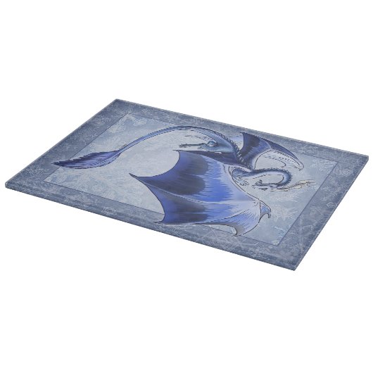 Blue Winter Dragon Nature Fantasy Art Schneidebrett (Ecke)