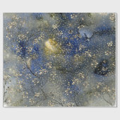 Blue Winter Dusk Sky Gold Berries & Snowfall Geschenkpapier (Flach)