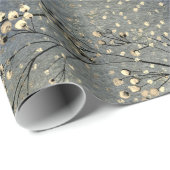 Blue Winter Dusk Sky Gold Berries & Snowfall Geschenkpapier (Rolleneckpunkt)