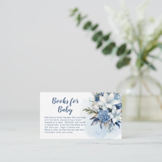 Blue Winter Floral Baby Duschbücher für Baby Begleitkarte (Stehend Vorderseite)